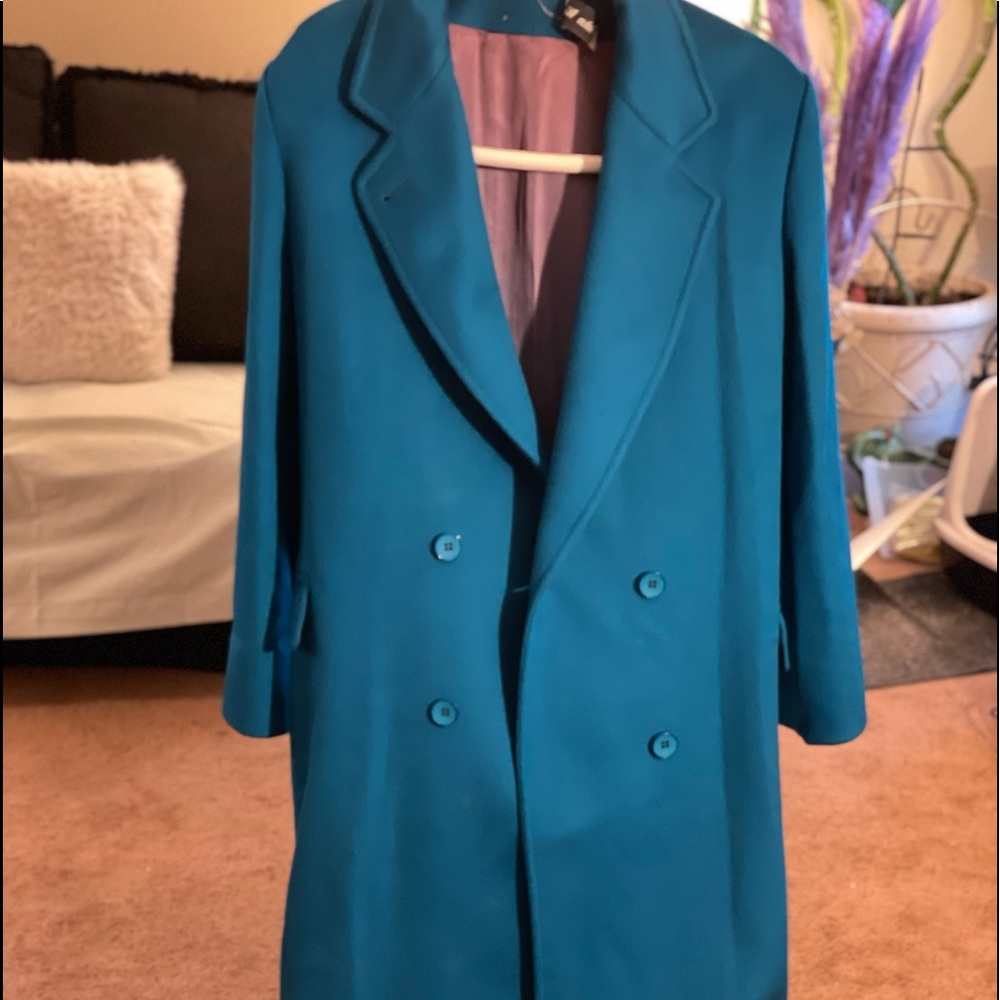 Large teal pea coat barely worn